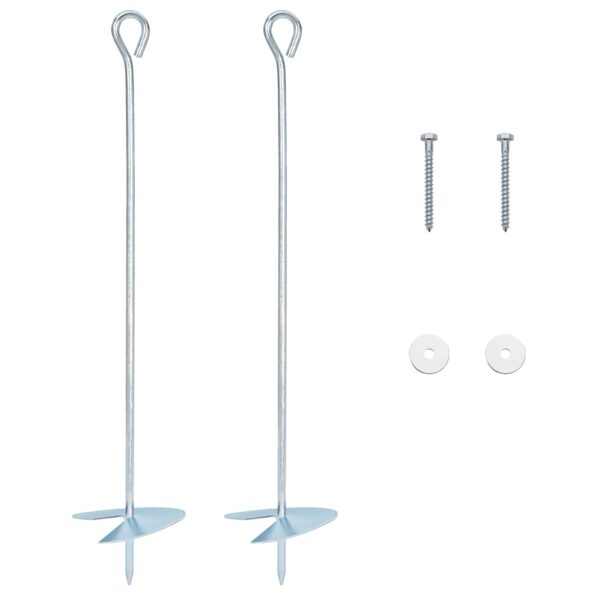 vidaXL Zemný kotviaci predmet 2 pcs Strieborná Ø10 x 50 cm – Obrázok 2