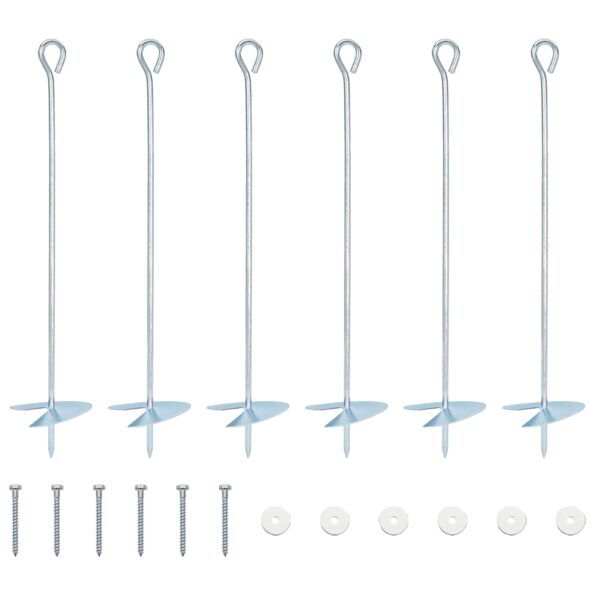 vidaXL Zemný kotviaci predmet 6 pcs Strieborná Ø10 x 50 cm – Obrázok 2