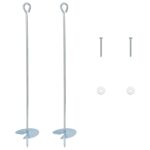 vidaXL Zemný kotviaci predmet 2 pcs Strieborná Ø10 x 60 cm – Obrázok 2