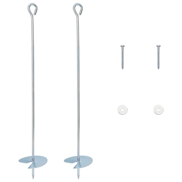 vidaXL Zemný kotviaci predmet 2 pcs Strieborná Ø10 x 60 cm – Obrázok 2
