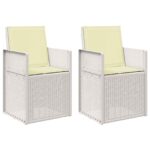 vidaXL Záhradné jedálenské stoličky 2 pcs Biela a krémová PP – Obrázok 2