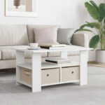 vidaXL Konferenčný stolík Biela 77 x 55 x 42 cm Kompozitné drevo