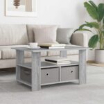 vidaXL Konferenčný stolík Sivý Sonoma 77 x 55 x 42 cm Kompozitné drevo