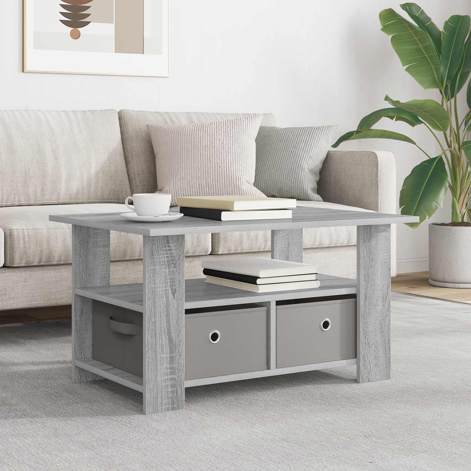 8000417_1.jpg vidaXL Konferenčný stolík Sivý Sonoma 77 x 55 x 42 cm Kompozitné drevo – Obrázok 1