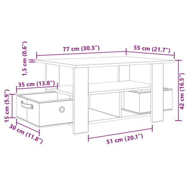 vidaXL Konferenčný stolík so zásuvkou Remeselný dub 77 x 55 x 42 cm – Obrázok 12