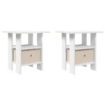vidaXL Nočný stolík 2 pcs Biela 41 x 40 x 45 cm Kompozitné drevo – Obrázok 2
