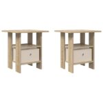 vidaXL Nočný stolík 2 pcs Sonoma dub 41 x 40 x 45 cm Kompozitné drevo – Obrázok 2