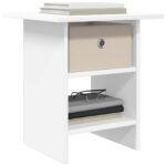vidaXL Nočný stolík so zásuvkou Biela 41 x 40 x 45 cm Kompozitné drevo – Obrázok 3
