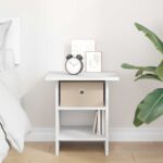 vidaXL Nočný stolík so zásuvkou Biela 41 x 40 x 45 cm Kompozitné drevo – Obrázok 4