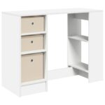 vidaXL Stôl so zásuvkou Biela 100 x 40 x 75 cm Kompozitné drevo – Obrázok 2