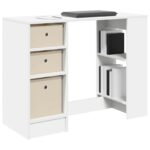 vidaXL Stôl so zásuvkou Biela 100 x 40 x 75 cm Kompozitné drevo – Obrázok 3