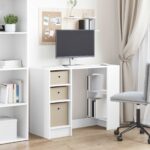 vidaXL Stôl so zásuvkou Biela 100 x 40 x 75 cm Kompozitné drevo – Obrázok 4