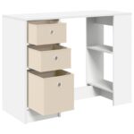 vidaXL Stôl so zásuvkou Biela 100 x 40 x 75 cm Kompozitné drevo – Obrázok 5