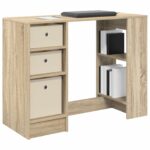 vidaXL Stôl so zásuvkou Sonoma dub 100 x 40 x 75 cm Kompozitné drevo – Obrázok 3