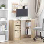 vidaXL Stôl so zásuvkou Sonoma dub 100 x 40 x 75 cm Kompozitné drevo – Obrázok 4
