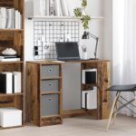 vidaXL Stôl so zásuvkou Staré drevo 100 x 40 x 75 cm Kompozitné drevo