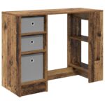vidaXL Stôl so zásuvkou Staré drevo 100 x 40 x 75 cm Kompozitné drevo – Obrázok 2