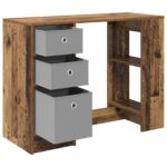 vidaXL Stôl so zásuvkou Staré drevo 100 x 40 x 75 cm Kompozitné drevo – Obrázok 5