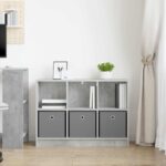 vidaXL Servírovacia skriňa Betónová šedá 88,5 x 27,5 x 63,5 cm – Obrázok 4