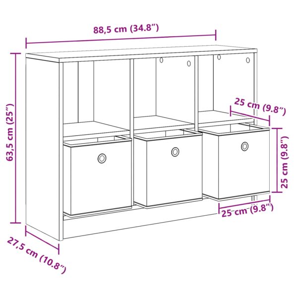 vidaXL Servírovacia skriňa Dymová dub 88,5 x 27,5 x 63,5 cm – Obrázok 12