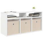 vidaXL Nízka skriňa so zásuvkou Biela 87 x 27,5 x 43 cm – Obrázok 3
