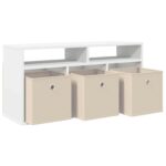 vidaXL Nízka skriňa so zásuvkou Biela 87 x 27,5 x 43 cm – Obrázok 5