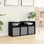 vidaXL Nízka skriňa so zásuvkou Čierny dub 87 x 27,5 x 43 cm – Obrázok 4