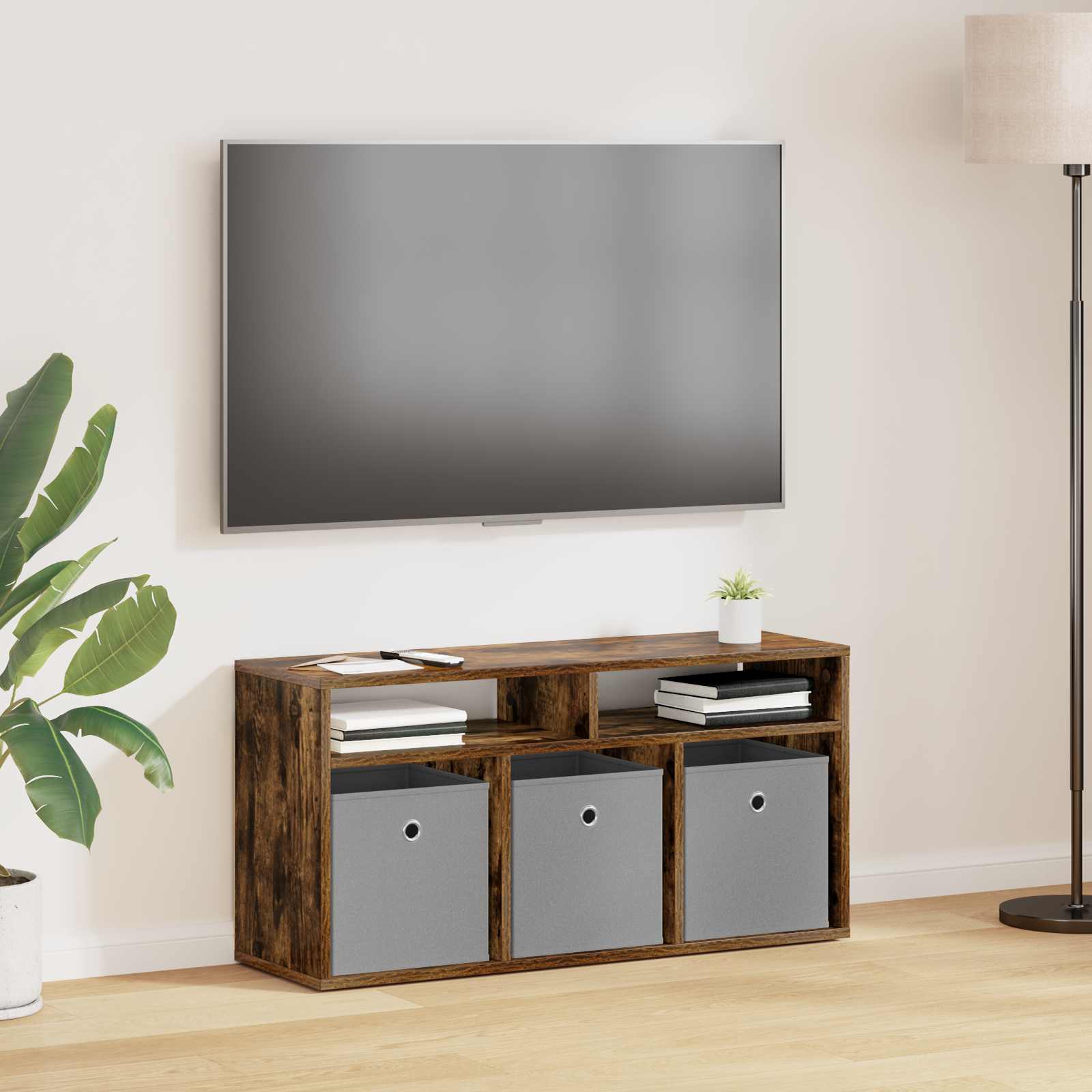 8000584_1.jpg vidaXL Nízka skriňa so zásuvkou Dymová dub 87 x 27,5 x 43 cm – Obrázok 1