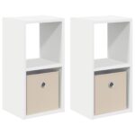 vidaXL Nočný stolík 2 pcs Biela 25,5 x 22 x 49,5 cm Kompozitné drevo – Obrázok 2