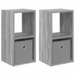 vidaXL Nočný stolík so zásuvkou 2 pcs Sivý Sonoma 25,5 x 22 x 49,5 cm – Obrázok 2