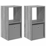 vidaXL Nočný stolík so zásuvkou 2 pcs Sivý Sonoma 30,5 x 27 x 59,5 cm – Obrázok 2