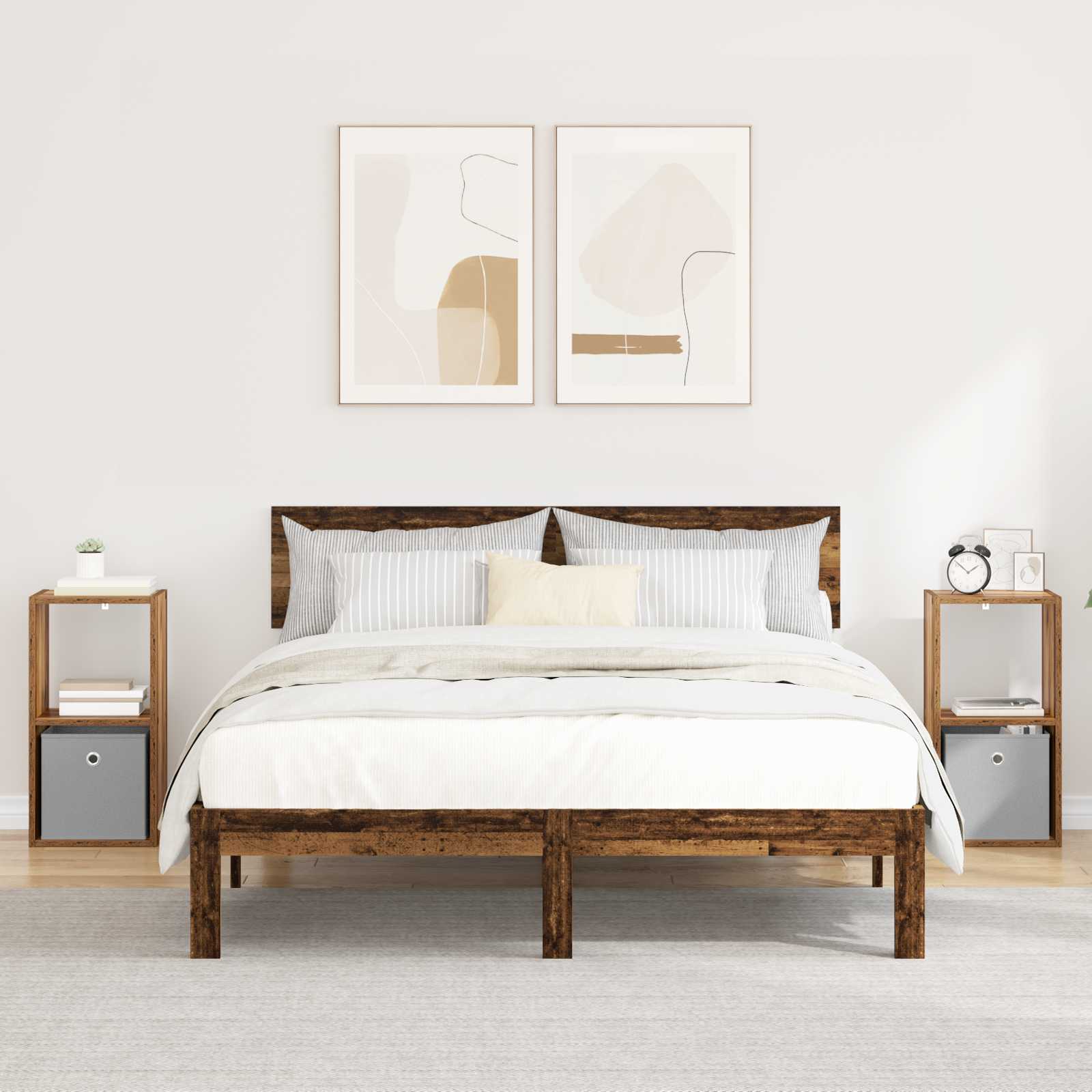 8000625_1.jpg vidaXL Nočný stolík so zásuvkou 2 pcs Staré drevo 30,5 x 27 x 59,5 cm – Obrázok 1
