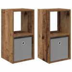 vidaXL Nočný stolík so zásuvkou 2 pcs Staré drevo 30,5 x 27 x 59,5 cm – Obrázok 2