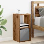 vidaXL Nočný stolík so zásuvkou 2 pcs Staré drevo 30,5 x 27 x 59,5 cm – Obrázok 4