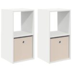 vidaXL Nočný stolík 2 pcs Biela 35 x 32 x 68,5 cm Kompozitné drevo – Obrázok 2