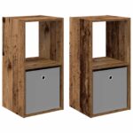 vidaXL Nočný stolík so zásuvkou 2 pcs Staré drevo 35 x 32 x 68,5 cm – Obrázok 2