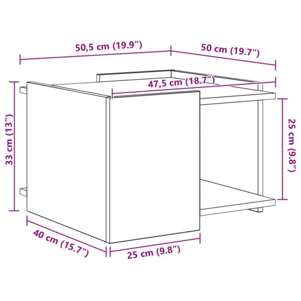 vidaXL Konferenčný stolík Dymový dub 50,5 x 50 x 33 cm – Obrázok 9