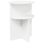 vidaXL Bočný stôl s úložiskom Biela Ø 39,5 x 55 cm Kompozitné drevo – Obrázok 2