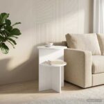 vidaXL Bočný stôl s úložiskom Biela Ø 39,5 x 55 cm Kompozitné drevo – Obrázok 4