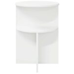 vidaXL Bočný stôl s úložiskom Biela Ø 39,5 x 55 cm Kompozitné drevo – Obrázok 5