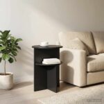 vidaXL Bočný stôl Čierny dub Ø 39,5 x 55 cm Kompozitné drevo – Obrázok 4