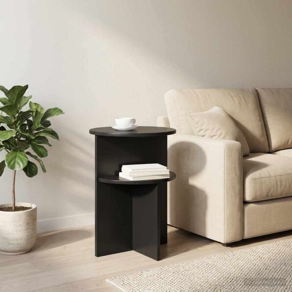 vidaXL Bočný stôl Čierny dub Ø 39,5 x 55 cm Kompozitné drevo – Obrázok 4