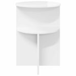 vidaXL Bočný stôl s úložiskom Biela s vysokým leskom Ø 39,5 x 55 cm – Obrázok 5