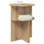 vidaXL Bočný stôl Dub artisan Ø 39,5 x 55 cm Kompozitné drevo – Obrázok 3