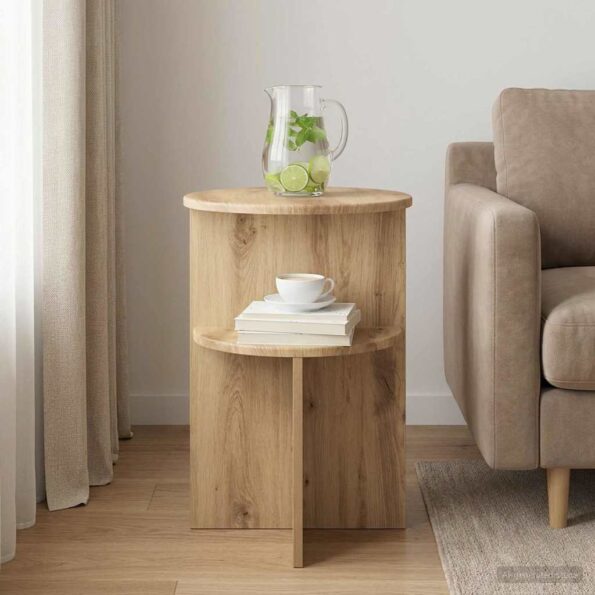 vidaXL Bočný stôl Dub artisan Ø 39,5 x 55 cm Kompozitné drevo – Obrázok 4