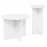 vidaXL Sada príručných stolíkov 2 pcs Biela Kompozitné drevo – Obrázok 5