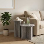 vidaXL Sada príručných stolíkov 2 pcs Sivá sonoma Kompozitné drevo – Obrázok 4