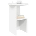 vidaXL Bočný stôl Biela Ø 39,5 x 55 cm Kompozitné drevo – Obrázok 3