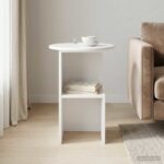 vidaXL Bočný stôl Biela Ø 39,5 x 55 cm Kompozitné drevo – Obrázok 4