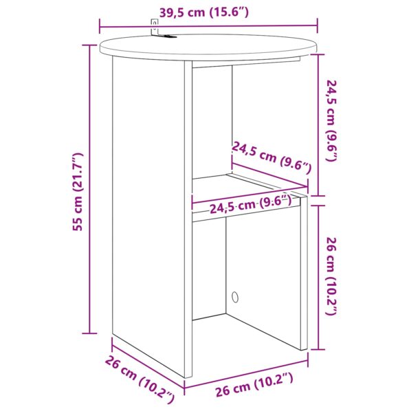 vidaXL Bočný stôl Biela Ø 39,5 x 55 cm Kompozitné drevo – Obrázok 9